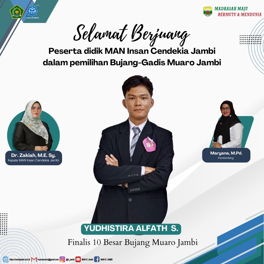 Selamat berjuang kepada peserta didik MAN Insan Cendekia Jambi yang akan mengikuti rangkaian kegiatan Pemilihan Bujang - Gadis Muaro Jambi 2024