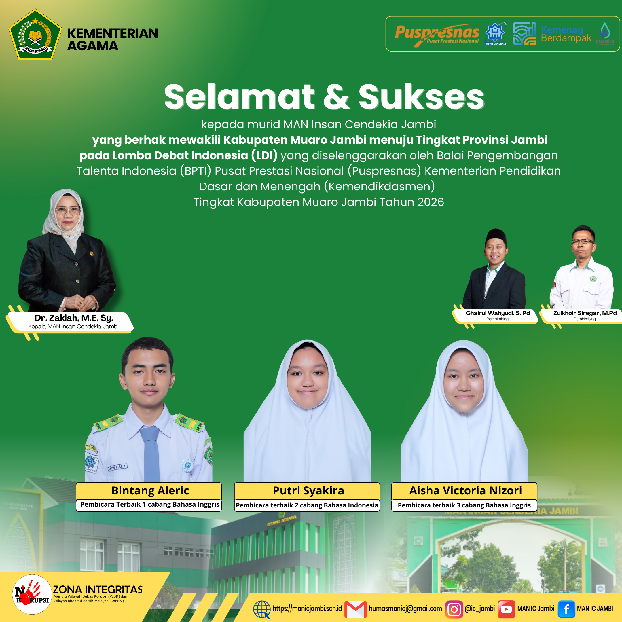 Putri Syakira Siap Wakili Muaro Jambi di Ajang Debat Tingkat Provinsi