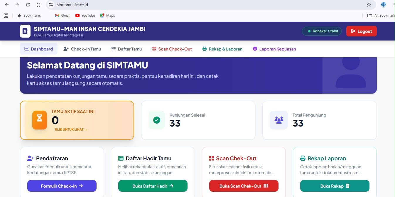 SIMTAMU MAN IC Jambi, Inovasi Buku Tamu Digital Penguat Zona Integritas Menuju WBK dan WBBM