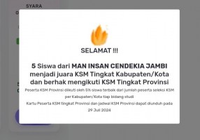 5 Siswa dari MAN Insan Cendekia Jambi Menjadi Juara KSM Tingkat Kabupaten/Kota